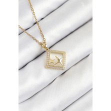 Eco Port 316L Çelik Zirkon Taşlı Yıldız Model Gold Renk Kadın Kolye