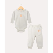 Hoogie 2'li Teddy Desenli %100 Organik Pamuk Alt Üst Takım - Mint