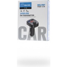 Meax Kablosuz Bluetooth Fm ve Araç Şarj Cihazı Oto Çakmaklık Girişli 3.1 A Fast