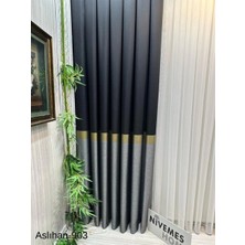 Nivemes Home Nivemeshome Aslıhan Siyah-Gold FT632116 V-903 1/3 Sık Pile Fon Perde Apm