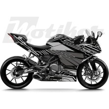Motiker Cfmoto 250SR K'night Model Parçalı Motosiklet Kaplama Sticker Etiket Modeli Koyu Gri Gri Beyaz