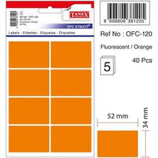 Taneks Tanex Ofis Etiket OFC-120 Flo Turuncu 5 Adet