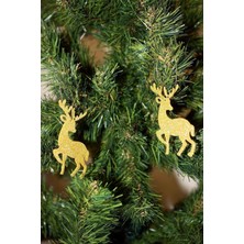 Empressco Altın Keçe Geyik Yılbaşı Ağaç Süsü, Simli Eva Hediye Dekor 6'lı