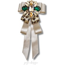 Pegu Shine Seri Ekru Grogren Kurdele Taşlı Yaka Çiçeği Broş Okul,iş,şal,gömlek