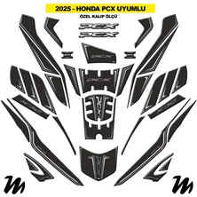 Motiker Honda PCX 2025 Uyumlu Tank Pad Siyah Gri Beyaz Desenli Renk