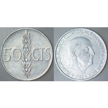 Banknoting Ispanya 50 Centımos 1966 (67). Franco Dönemi.