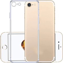 Case World Caseworld Apple iPhone 8 ile Uyumlu Kapak Kamera Korumalı Şarj Yeri Tıpalı Şeffaf Silikon Kılıf