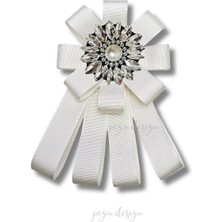 Pegu Shine Seri Ekru Grogren Kurdele Taşlı Yaka Çiçeği Broş Okul,iş,şal,gömlek