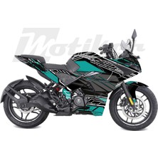 Motiker Bajaj RS200 K'night Model Parçalı Motosiklet Kaplama Sticker Etiket Modeli Turkuaz Gri Beyaz