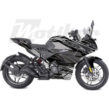 Motiker Bajaj RS200 K'night Model Arçalı Motosiklet Kaplama Sticker Etiket Modeli Koyu Gri Gri Beyaz