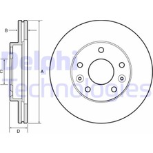 Delphi On Fren Dıskı Dacıa Duster I 10 18 Duster Iı 18 Renault Megane Iv 15 Dış Çap: 269MM Dıskı Kalınlığı: 22.5mm 5 Delik Havalandırmalı