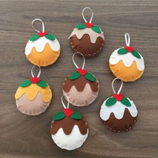 Empressco El Yapımı Keçe Kurabiye 7'li Yılbaşı Süsü, Kahverengi, Doğal ve Şık Tasarım