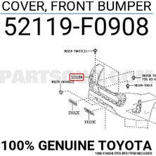 TŞT Toyota Yaris 2020 Sonrası Ön Sağ Sis Lamba Kapağı Oem No (52113K0010)