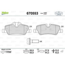 Valeo 670553 Fren Balatası Arka Mını F55 F56 F57 34216871299