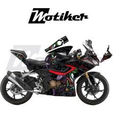 Motiker Rks Srk 125R Kaplama Motosiklet Sticker Etiket Modeli Joker Desen Gri Yeşil Kırmızı