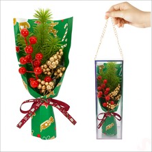 Süsle Bebek ve Parti Pvc Kutulu Kokinalı 26CM x 8,5cm Yılbaşı Buketi - Yeşil