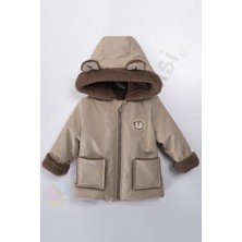 Bebek Vadisi Ayılı Içi Peluş Kürklü Fermuarlı Cepli Kalın Kapüşonlu Kar Şişme Kışlık Erkek Bebek Mont Çocuk Kaban