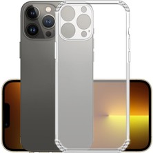 Case World Caseworld Apple iPhone 13 Pro ile Uyumlu Kapak Kamera Korumalı Şarj Yeri Tıpalı Şeffaf Silikon Kılıf