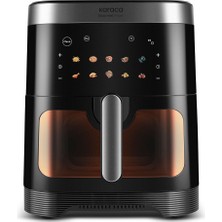 Teknotrust Şık Siyah Xxl Akıllı Cam Gövdeli Hızlı Hava Pişirici