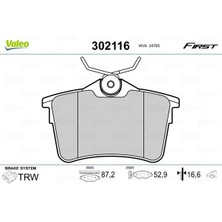 Valeo 9005014 Arka Fren Balatası P307 00>09 P308 07>14 Partner 08> Partner Tepee 08> Berlıngo 08> C4 04>16 Xsara Pıcasso 99>11 Ds4 15>18 1623180680-4254.14-4254.15-4254.29