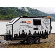 Motiker Çekme Karavan Blackroad Orman Tasarımlı Karavan Sticker Etiket