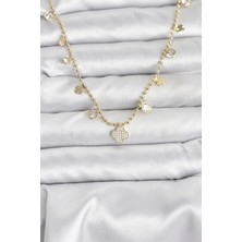 Eco Port Pirinç Gold Renk Yonca Model Kadın Kolye