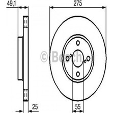 Bosch Ön Fren Aynasi Corolla 1.4 D-2.0 D E12 07/04 1.8 Vvtl-I Ts 02 275X25X4DLXHAVALI Almla