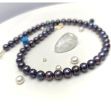 Genel Siyah Gerçek Inci Gerdanlık Kolye 14 Ayar Altın Hd Videolu