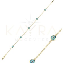 Kayra Mücevher Nazar Boncuklu Mineli Altın Bileklik  AÇB24