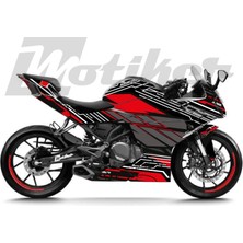 Motiker Cfmoto 250SR K'night Model Parçalı Motosiklet Kaplama Sticker Etiket Modeli Kırmızı Gri Beyaz