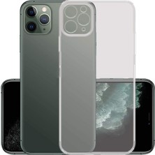 Case World Caseworld Apple iPhone 11 Promax ile Uyumlu Kapak Kamera Korumalı Şarj Yeri Tıpalı Şeffaf Silikon Kılıf