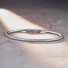 Takılingo 925 Ayar Gümüş Spiral Model Minimal Parlak Tasarım Erkek Bileklik