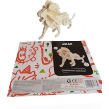 Empressco 3D Ahşap Aslan Puzzle 34 Parça Kendin Yap Seti, Boyanabilir ve Eğlenceli