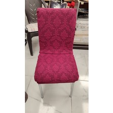 Mandaş Tekstil Mandaş 6lı Set Jakarlı Lastikli Eteksiz Sandalye Kılıfı-Şal Desen Mürdüm