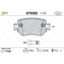Valeo 670392 - Arka Balata Vw Caddy Iv 2.0tdı 15 Cuuf-Dfsf 104.1X17.2X51.6