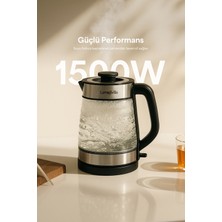 Empressco Cam Hazneli Isıtıcı, 1500W, 2,2l, Gri, Şık ve Kullanışlı Ürün