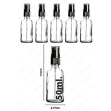 Wellline 50ML Şeffaf Cam Şişe Siyah Sprey Başlıklı Kolonya, Parfüm Vb. Sıvılara Uygun Cam Sprey Şişe 5 Adet