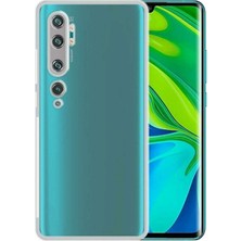 Caseworld Xiaomi Mi Note 10 ile Uyumlu Kapak Kamera Korumalı Şarj Yeri Tıpalı Şeffaf Silikon Kılıf