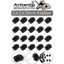 Artlantis Mini Anahtar Arapuar Çıtçıt Anahtar 20 Adet Siyah Elektrik Devresi Için Açma Kapama Düğmesi Deney On / Off Siyah Anahtar