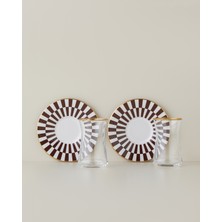 English Home Emberly Cam 4 Parça 2 Kişilik Çay Seti 165 ml Kahverengi-Gold