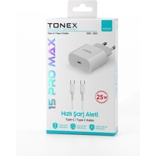 Tonex IOS25W Cep Telefonu Iphone 15 Pro Max Hızlı Şarj Aleti 25W Set