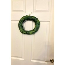 Empressco Yeşil Baskılı Keçe Kumaşından 30CM Yılbaşı Kapı Süsü