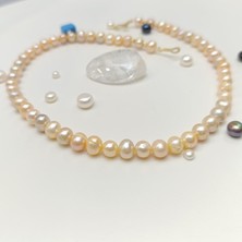 Genel Dorika Toplu Gerçek Pembe Inci Gerdanlık Kolye 14 Ayar Altın Hd Videolu