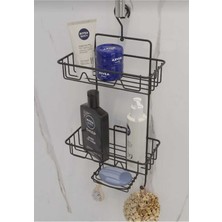 Empressco 3 Katlı Siyah Duş Rafı, Şampuanlık ve Sabunluk, Yapışkanlı ve Askılı Tasarım