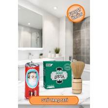 Empressco 3’lü Traş Seti Ahşap Saplı Sakal Fırçası, Sabun ve Jilet Desteği