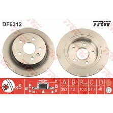 TRW Arka Fren Aynası Insıgnıa A 08 Saab 9-5 YS3G 10 16 Jant 292X12X5DL Dolu