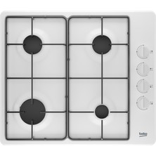 Beko BSOMD D 611EB Gazlı Set Üstü Ocak 4 Gözlü Beyaz Emaye Yüzeyli Güçlü Performans