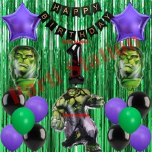 Parti Station Avengers Hulk Yaş Balon Set Hulk Balon Seti Perdeli Doğum Günü Parti Balon Set