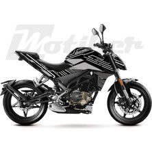 Motiker Cfmoto 250NK K'night Model Parçalı Motosiklet Kaplama Sticker Etiket Modeli Koyu Gri Gri Beyaz