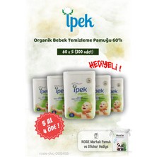 İpek Ipek Organik 5 Al 4 Öde 60'lı Bebek Temizleme Pamuğu ve Rosie Pamuk Hediye